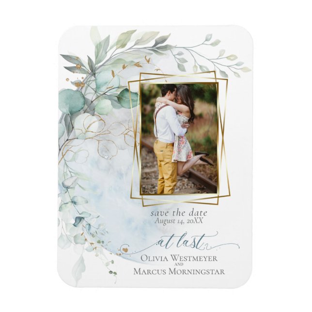 Wedding | Dusty Blue Over the Moon in Love Magnet (Vertical)