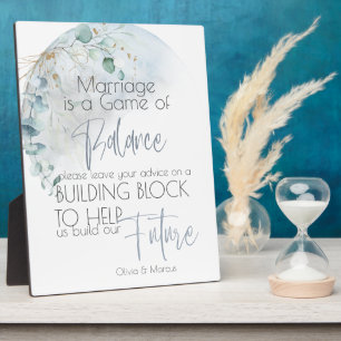 Wedding Dusty Blue Over the Moon in Love Plaque