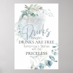 Wedding Dusty Blue Over the Moon in Love Poster