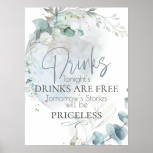 Wedding Dusty Blue Over the Moon in Love Poster