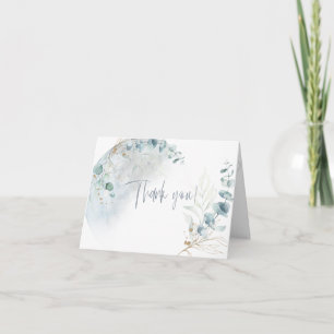 Wedding   Dusty Blue Over the Moon in Love Thank You Card