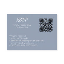 Wedding Dusty Blue RSVP Online QR Code Photo 