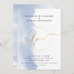 WEDDING    Dusty Blue Watercolor  Invitation