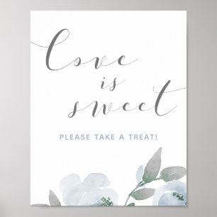 Wedding Dusty Blue Watercolor Love is Sweet Sign