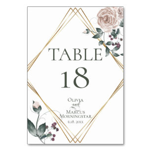 WEDDING    Dusty Rose Blush Watercolor Floral Table Number