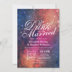 Wedding EAT Drink Be Married Galaxy Constellations Invitation
