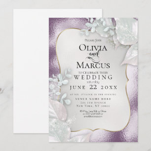 WEDDING   Eggplant Pearl Shimmer Invitation
