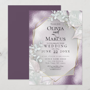 WEDDING   Eggplant Pearl Shimmer Invitation