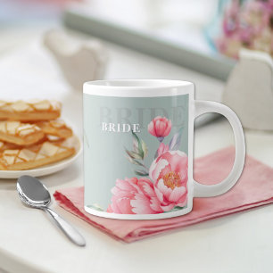 Wedding & Eid   Pink Peony & Sage Green Jumbo Mug