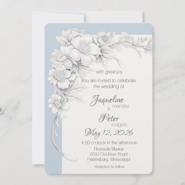 Wedding Elegance Flat Wedding Invitation (Front)