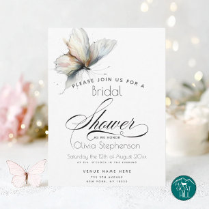 Wedding Elegant Abstract Ink Pastel Butterflies Invitation
