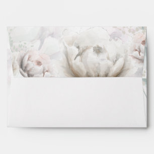 Wedding Elegant Alabaster Creamy Peonies Envelope