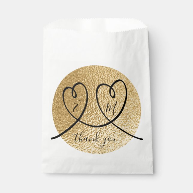 Wedding Elegant Black and Gold Party Favour Bags (Front)