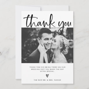 Wedding   Elegant Black and White with Photos Thank You Card