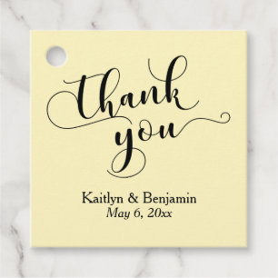 Wedding Elegant Black on Light Yellow Thank You Favour Tags