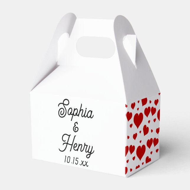 Wedding Elegant Black Script Typography Heart Favour Box (Front Side)