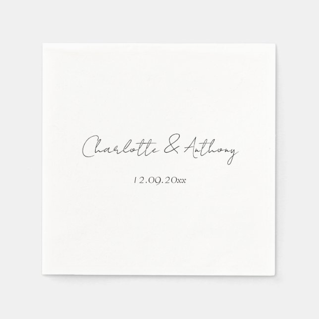 Wedding Elegant Calligraphy Creative Black White Napkin (Front)