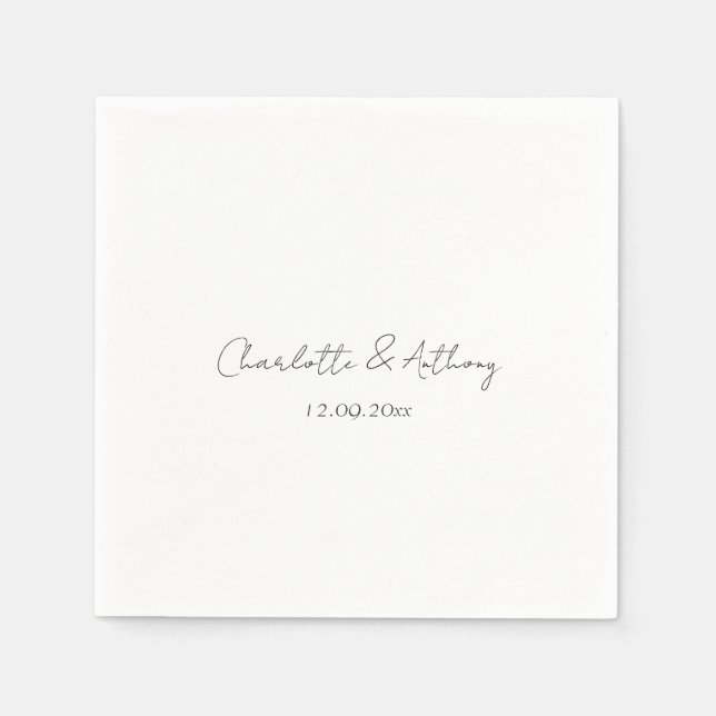 Wedding Elegant Calligraphy Creative Black White Napkin (Front)