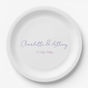 Wedding Elegant Calligraphy Creative Names & Date Paper Plate