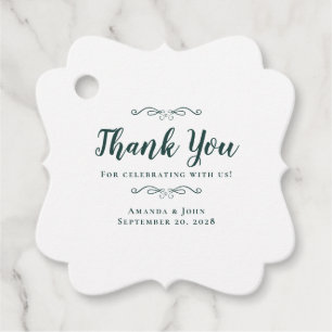 Wedding Elegant Calligraphy Thank You Emerald Favour Tags