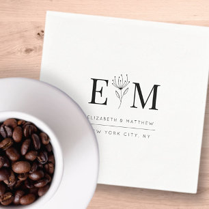 Wedding Elegant Chic Modern Foliage Chic Monogram Napkin