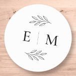 Wedding Elegant Chic Modern Simple Chic Monogram Classic Round Sticker<br><div class="desc">Composed of simple straight lined frames with classic cursive script and serif typography. These elements are simple,  timeless,  and classic.. 

This is designed by White Paper Birch Co. exclusive for Zazzle.

Available here:
http://www.zazzle.com/store/whitepaperbirch</div>