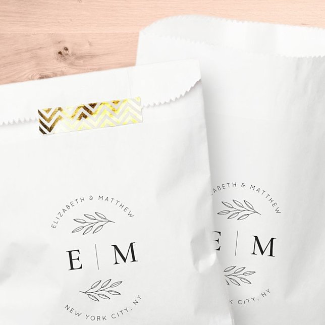 Wedding Elegant Chic Modern Simple Chic Monogram Favour Bags (Creator Uploaded)