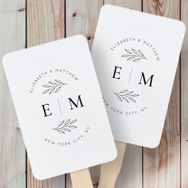 Wedding Elegant Chic Modern Simple Chic Monogram Hand Fan (Creator Uploaded)