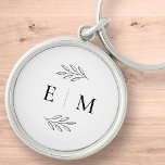 Wedding Elegant Chic Modern Simple Chic Monogram Key Ring<br><div class="desc">Composed of simple straight lined frames with classic cursive script and serif typography. These elements are simple,  timeless,  and classic.. 

This is designed by White Paper Birch Co. exclusive for Zazzle.

Available here:
http://www.zazzle.com/store/whitepaperbirch</div>