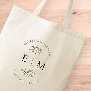 Wedding Elegant Chic Modern Simple Chic Monogram Tote Bag