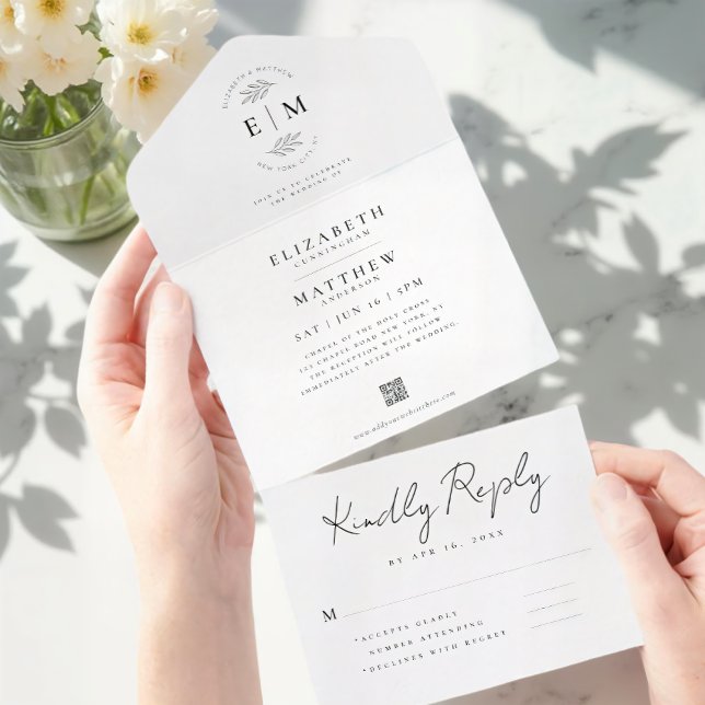 Wedding Elegant Chic Modern Simple QR Code All In One Invitation (Creator Uploaded)