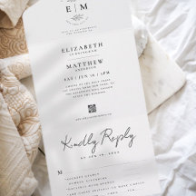 Wedding Elegant Chic Modern Simple QR Meal Option