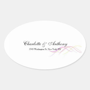 Wedding Elegant Creative Abstract Curves White Oval Sticker