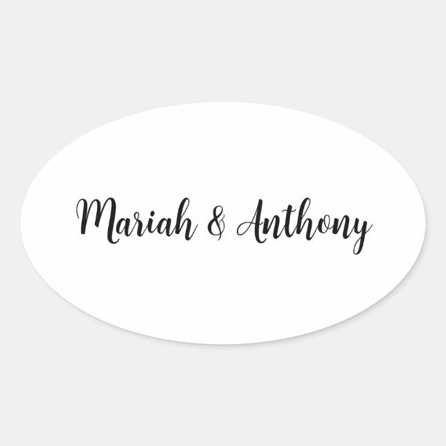 Wedding Elegant Creative Classical Black White Oval Sticker (Front)