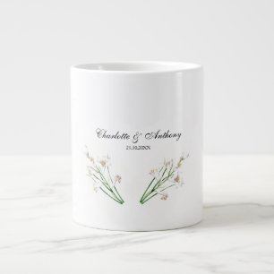 Wedding Elegant Creative Floral White Chic Large Coffee Mug