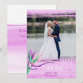 Wedding elegant floral bouquet of tulips thank you card