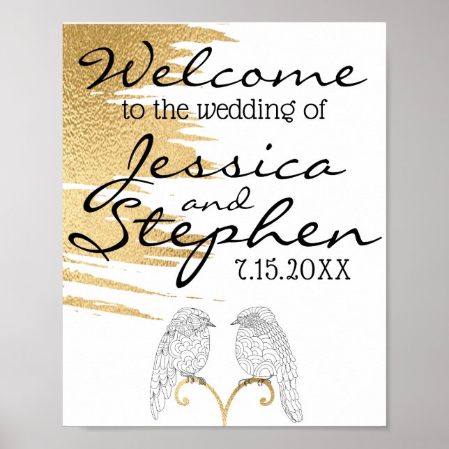 Wedding Elegant Gold and Black Poster (Front)