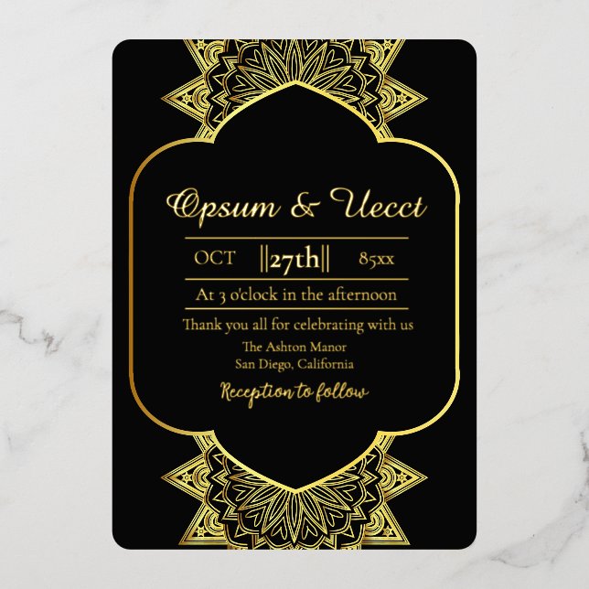 Wedding Elegant Gold Background Floral Gold Foil (Front)