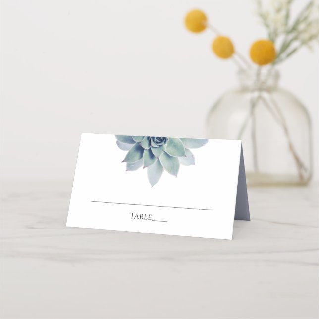 Wedding Elegant Greenery Floral Succulent Place Card (Front)