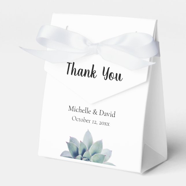 Wedding Elegant Greenery Succulent Thank You  Favour Box (Front Side)