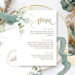 Wedding, Elegant Greenery with Eucalyptus Leaves Menu