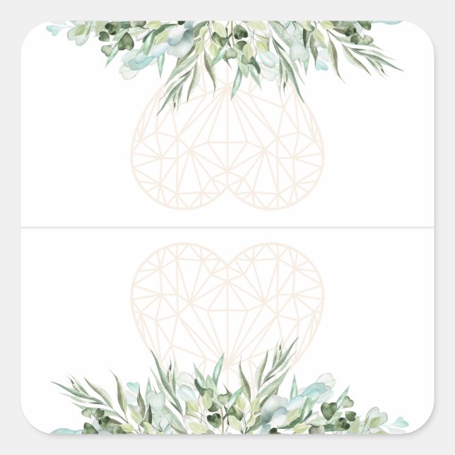 Wedding Elegant Heart Foliage Divider Tabs  Square Sticker (Front)