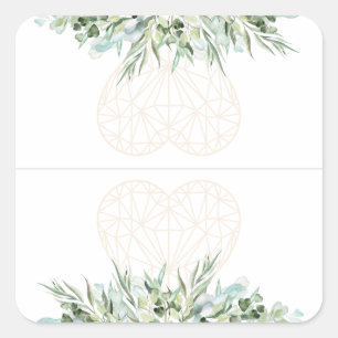 Wedding Elegant Heart Foliage Divider Tabs  Square Sticker