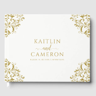 Wedding Elegant Luxury Vintage Victorian Gold Guest Book