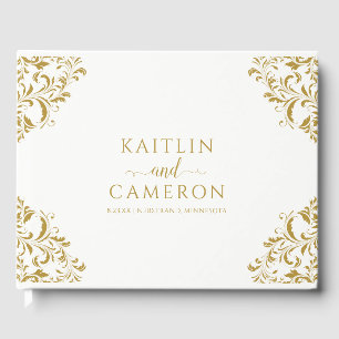 Wedding Elegant Luxury Vintage Victorian Gold Guest Book