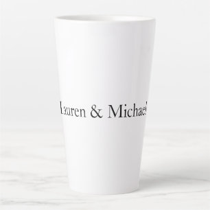 Wedding Elegant Minimalist Black White Names Latte Mug