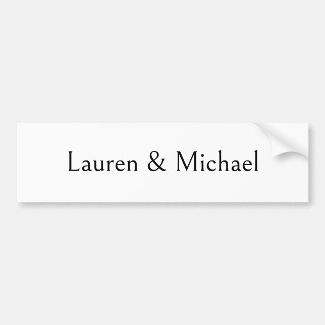 Wedding Elegant Minimalist Calligraphy Black White Bumper Sticker (Front)