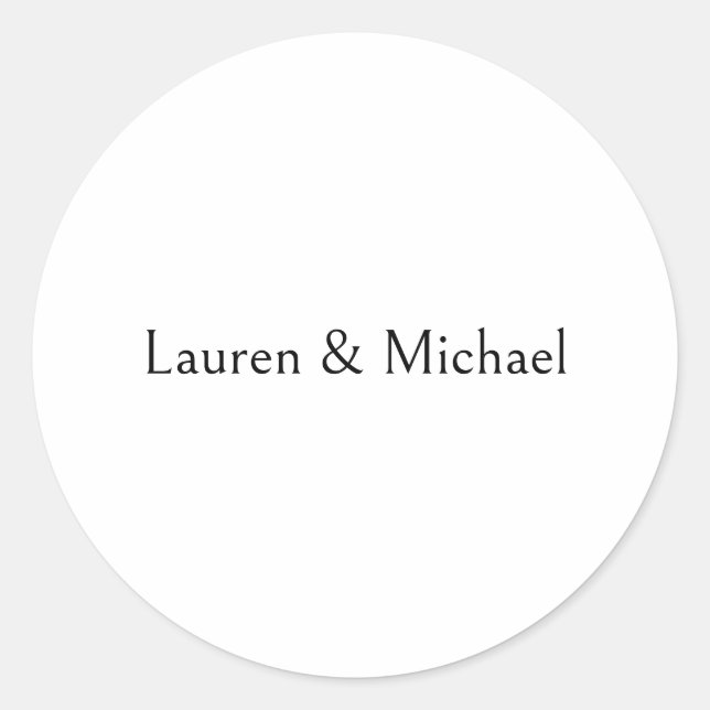 Wedding Elegant Minimalist Calligraphy Black White Classic Round Sticker (Front)