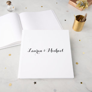 Wedding Elegant Minimalist Calligraphy Black White Guest Book