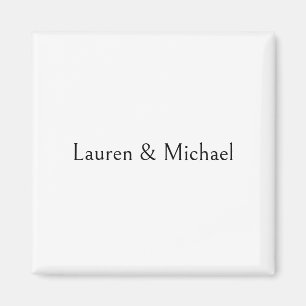 Wedding Elegant Minimalist Calligraphy Black White Magnet